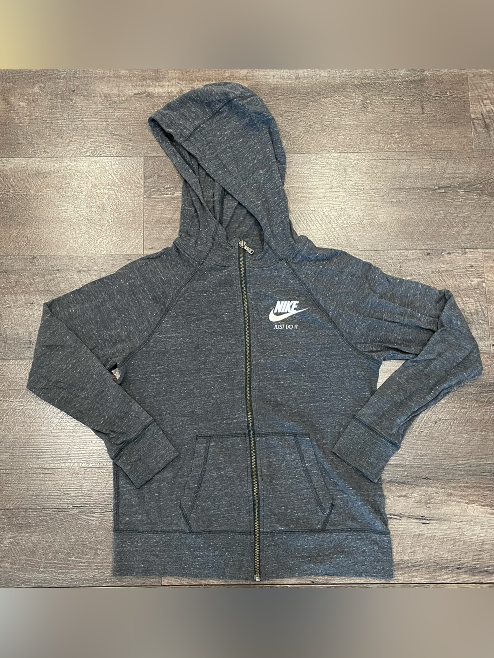 Nike Kids Dark Heather Gray Organic Cotton Full-Zip Hooded Jacket Size XL